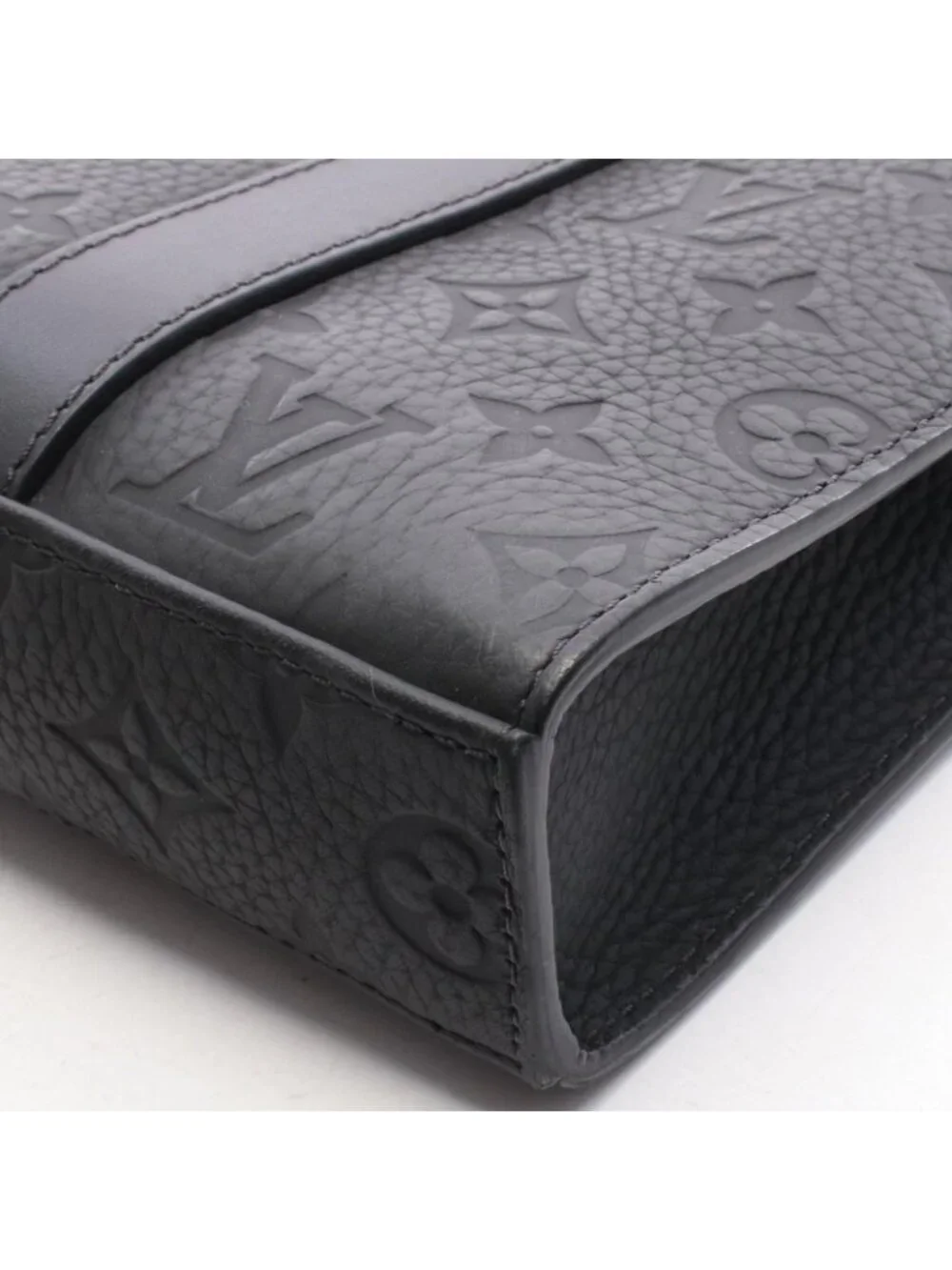 Louis Vuitton Viton Handbag Sac Plat Cross Monogram Empreinte 2-Way Noir Leather